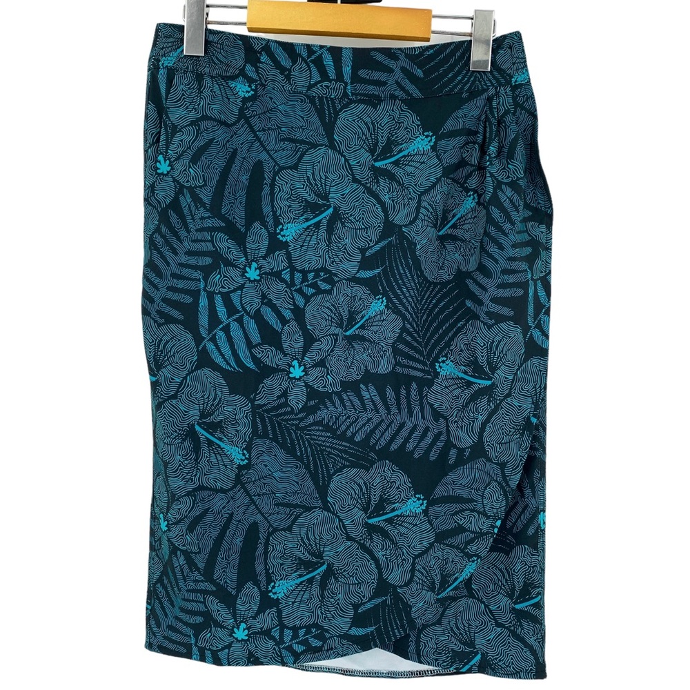 Women’s Floral Swim Coverup Skirt - Teal Blue